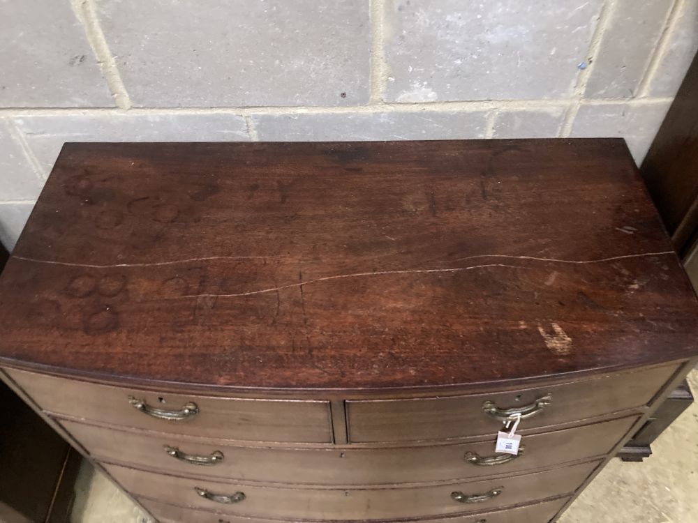 A George IV mahogany bow front chest, width 107cm, depth 52cm, height 107cm